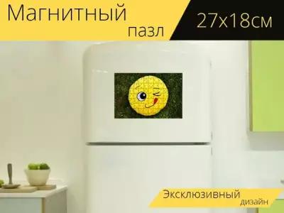 Магнитный пазл "Смайлик, веселье, подмигивать" на холодильник 27 x 18 см