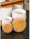 Набор банок для сыпучих продуктов на деревянной подставке BellaTenero, 7 предметов: 4 банки 200 мл, 3 банки 540 мл, цвет белый