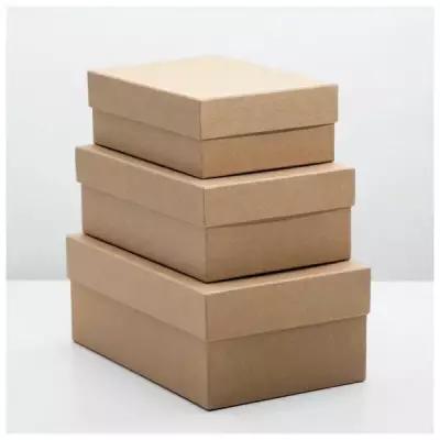 Набор коробок 3 в 1 "Крафт однотонный", 19 х 12 х 7,5 - 15 х 10 х 5 см