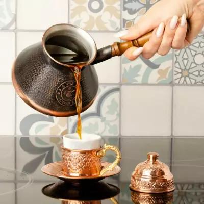Турка для кофе, медная, с эмблемой, 500 мл . Армянская джезва, кофеварка, подарок