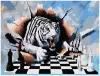 Картина по номерам на холсте Белый тигр и шахматы, 50 х 70 см