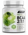 Atlecs BCAA 2:1:1 незаменимые аминокислоты (изолейцин, лейцин, валин) без сахара, яблоко в порошке 250 г., 45 порций