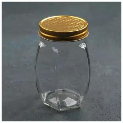 MARU Баночка стеклянная для мёда и варенья «Соты», 400 мл, 8×12 см