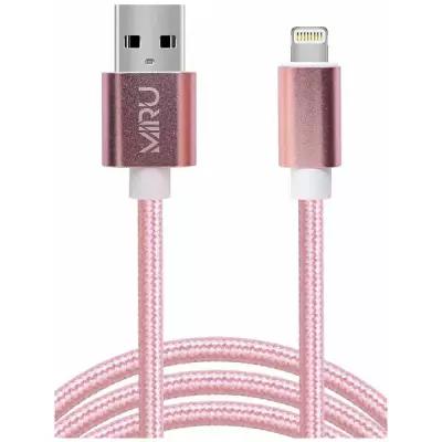 Дата-кабель MIRU 2А, 1м, USB-8 pin, розовый, нейлон
