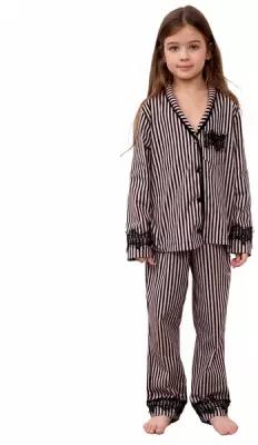 Красивая пижама детская "Rimini" с брюками и рубашкой, костюм домашний девочке, пижамный комплект с длинными рукавами с кружевом для девочки