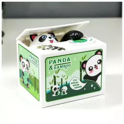 --- Копилка пластик "Панда прячет монетки" 9х12х10 см