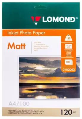 Односторонняя матовая фотобумага Lomond для струйной печати, A4, 120 г/м2, 100 л