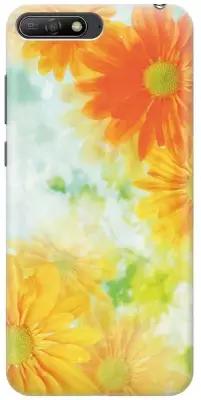 Ультратонкий силиконовый чехол-накладка для Huawei Y6 (2018) с принтом "Оранжевые цветы"