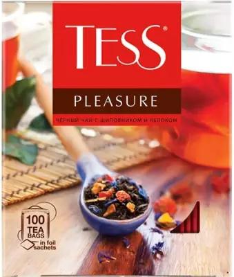 Чай черный Tess Pleasure в пакетиках, шиповник, яблоко, 100 пак