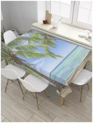 Скатерть прямоугольная JoyArty на кухонный стол "Пальмы и пляж" из оксфорда, 120x145 см