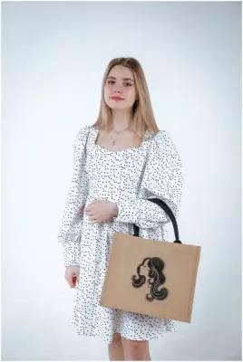 Джутовая женская сумка - шоппер через плечо/ тоут/ шоппер/ пляжная сумка/ подарок девушке