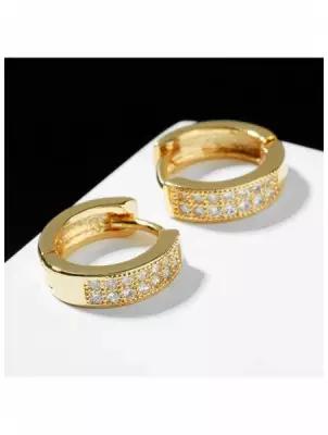 Queen fair Серьги-кольца "Всплеск" чёткая двойная линия, d=1,4 см, цвет белый в золоте