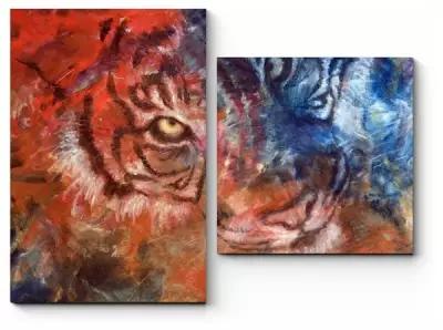 Модульная картина Тигр маслом на холсте 210x158
