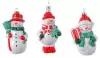 Набор ёлочных игрушек праздничные снеговички в красном и зелёном, пластик, 10.5-12 см (3 шт.), Kaemingk 027687-набор