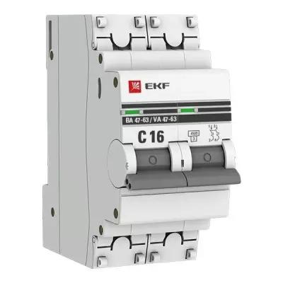 Автоматический выключатель EKF ВА 47-63 2P (C) 4,5kA 16 А