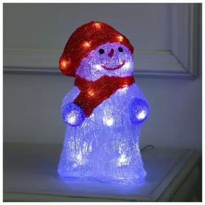 Светодиодная фигура «Снеговик в шарфе» 13 × 25 × 15 см, акрил, 30 LED, 220 В, свечение белое