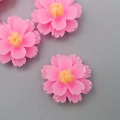 Кабошон Цветочек, цвет розовый 13 мм 10 шт