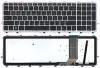 Клавиатура для ноутбука HP Envy 15-j000 черная с серебристой рамкой с подсветкой