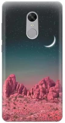 Ультратонкий силиконовый чехол-накладка для Xiaomi Redmi Note 4X с принтом "Месяц над розовыми горами"