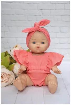 Одежда для кукол Горди 34 см Paola Reina (Паола Рейна) из льна (боди с воланом и повязка)