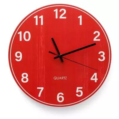Часы настенные интерьерные круглые с фотопечатью Bright red бесшумные на кухню, для гостиной или спальни в подарок 31 см
