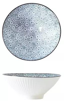 Тарелка глубокая суповая ZDK Kitchen, Japanese Collection, цвет голубой, D20см (цветы), 1шт