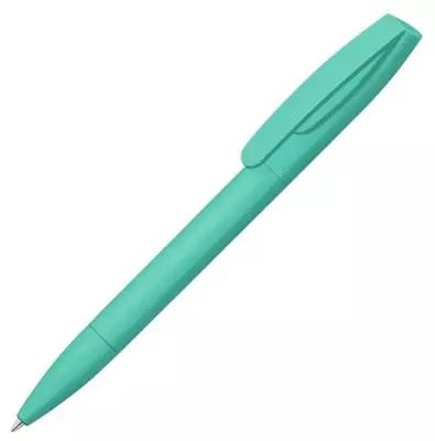Шариковая ручка Coral Gum с прорезиненным soft-touch корпусом и клипом., бирюзовый