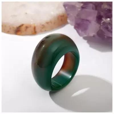 Кольцо литое, гранёное "Агат зелёный", 17 размер
