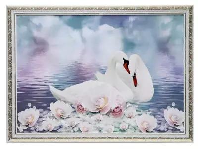 Картина "Лебеди в цветах" 56*76 см микс