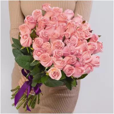 Букет из живых свежих цветов "45 Розовых Роз (40 см.) "