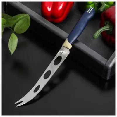 Нож для сыра Доляна "Страйп", лезвие 15 см, цвет синий (1 шт