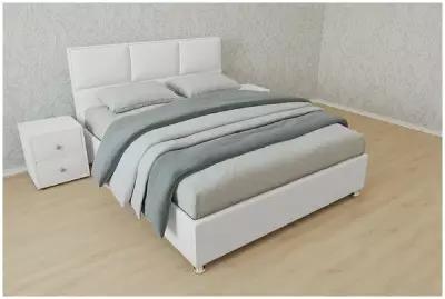 Кровать Корсика (Размер: 140x200(190) (+ 1400 ₽ ), Основание: Металлическое с ламелями, Цвет: Экокожа белый, Высота ножек: 5 см угловые (+1000₽))