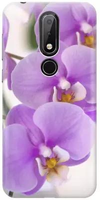 Ультратонкий силиконовый чехол-накладка для Nokia 6.1 Plus, X6 (2018) с принтом "Сиреневые орхидеи"