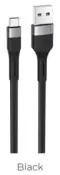 Кабель Hoco X34, microUSB - USB, 2.4 А, 1 м, PVC оплетка, плоский, черный