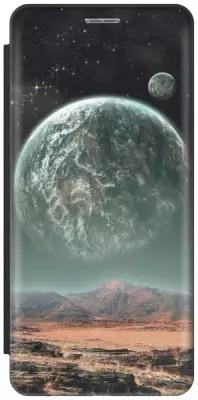 Чехол-книжка на Apple iPhone 13 Pro / Эпл Айфон 13 Про с рисунком "Пустыня и космос" черный