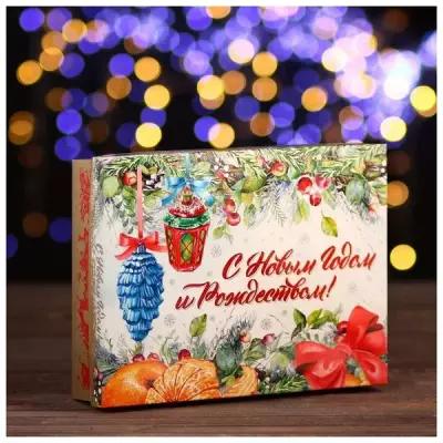 Подарочная коробка "Новогодний букет", 23,5 х 6,5 х 18,7 см