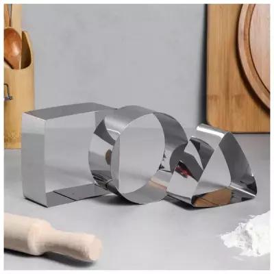 Набор форм для выпечки и выкладки "Квадрат, круг, треугольник", 10х10х5 см, 3 шт