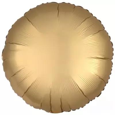 Воздушный шар фольгированный круг Сатин Золото, 46 см
