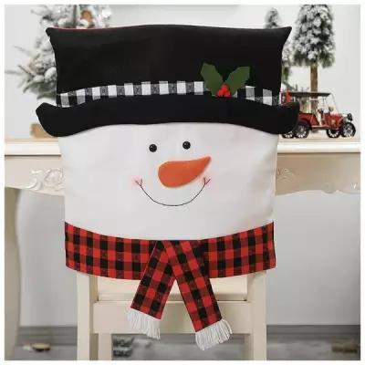 Новогоднее праздничное украшение - чехол для спинки стула "Снеговик"
