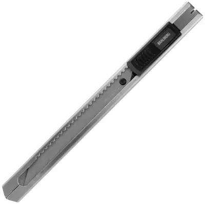 Нож канцелярский строительный для резки бумаги металлический 9 мм Brauberg "Extra 30", автофиксатор, 237084