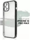 Прозрачный силиконовый чехол картофан для Apple iPhone 12 Pro Max (Айфон 12 промакс) с ободком цвета черный металлик