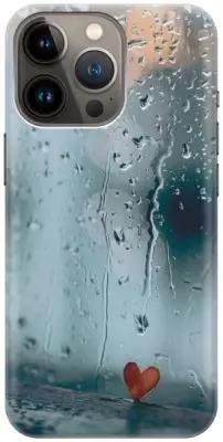 Силиконовый чехол на Apple iPhone 14 Pro / Эпл Айфон 14 Про с рисунком "Сердечко на фоне дождя"