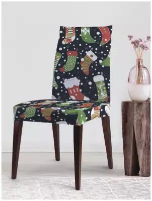 Декоративный чехол на стул JoyArty "Носочки для праздничных сладостей" со спинкой велюровый