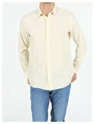 Мужская рубашка с длинным рукавом regular fit COLIN'S, M, солнечно-желтый