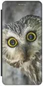 Чехол-книжка Удивленная сова на Xiaomi Mi 10 Lite / Сяоми Ми 10 Лайт черный