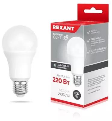 Лампа светодиодная Rexant Груша А80, 25,5 Вт, 6500 К, Е27, холодный свет