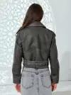 Sartori Dodici Кожаная куртка женская экокожа короткая модная легкая серая весенняя косуха летняя укороченная оверсайз для девушек и женщин демисезон