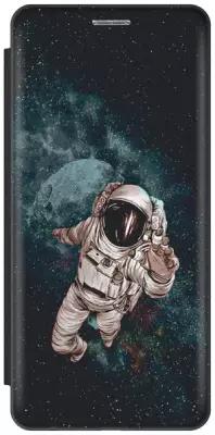 Чехол-книжка на Xiaomi Redmi 10 / Сяоми Редми 10 c принтом "Космонавт" черный