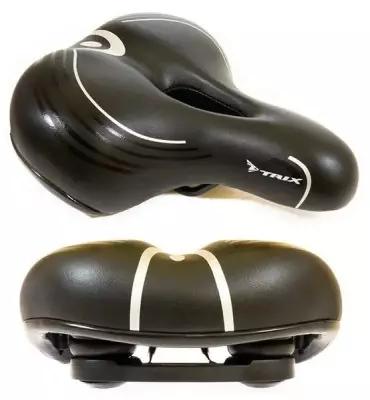 Седло велосипедное комфорт 250x210 мм эластомерное с вентиляцией черное Универсальное широкое вело седло