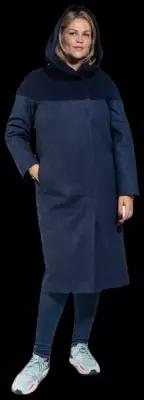 Пальто ДЮТО, демисезон/зима, шерсть, силуэт прямой, удлиненное, размер 48, синий